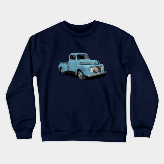 1950 Ford F1 Pickup Truck in light blue Crewneck Sweatshirt by candcretro
